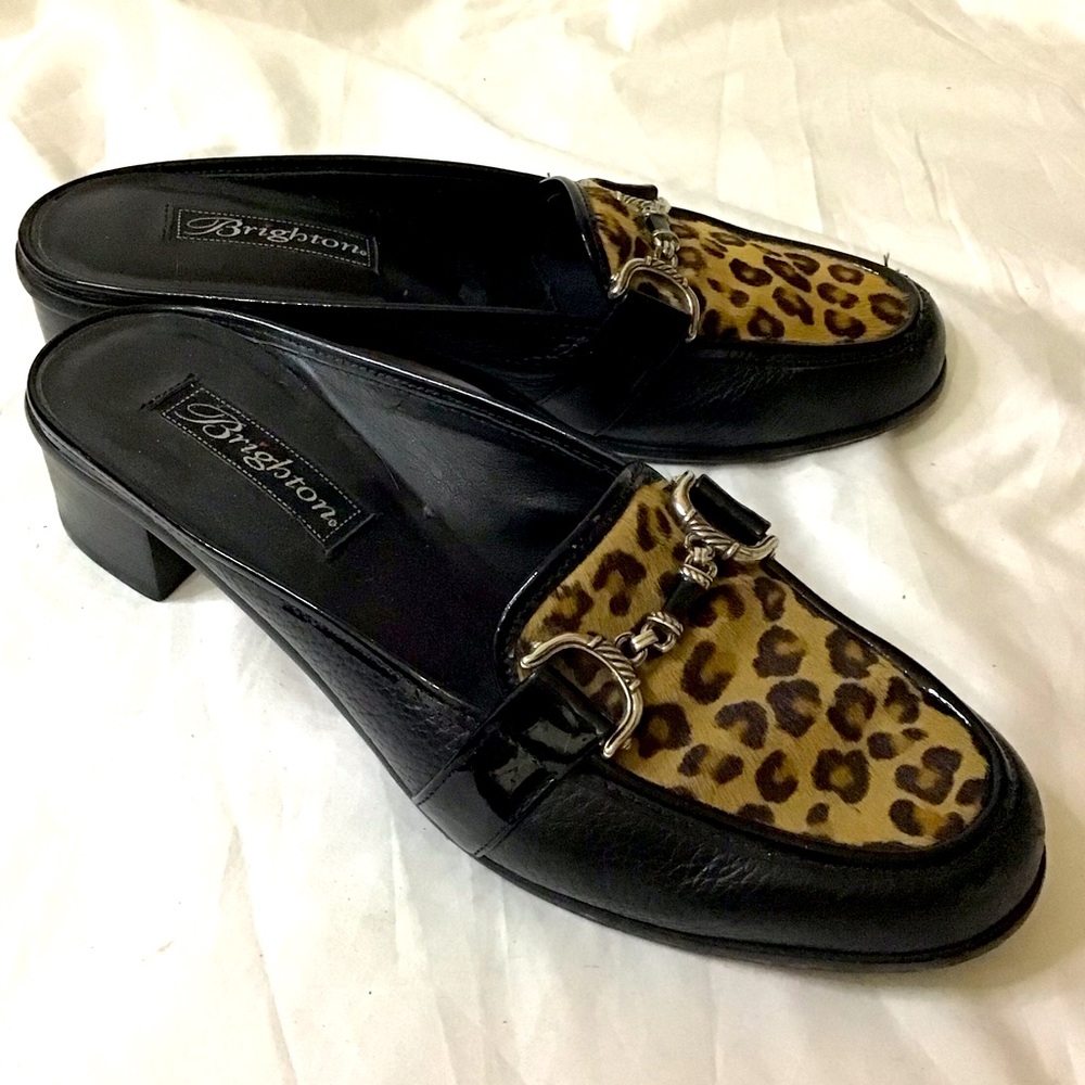 Brighton Black and Leopard Print Loafers